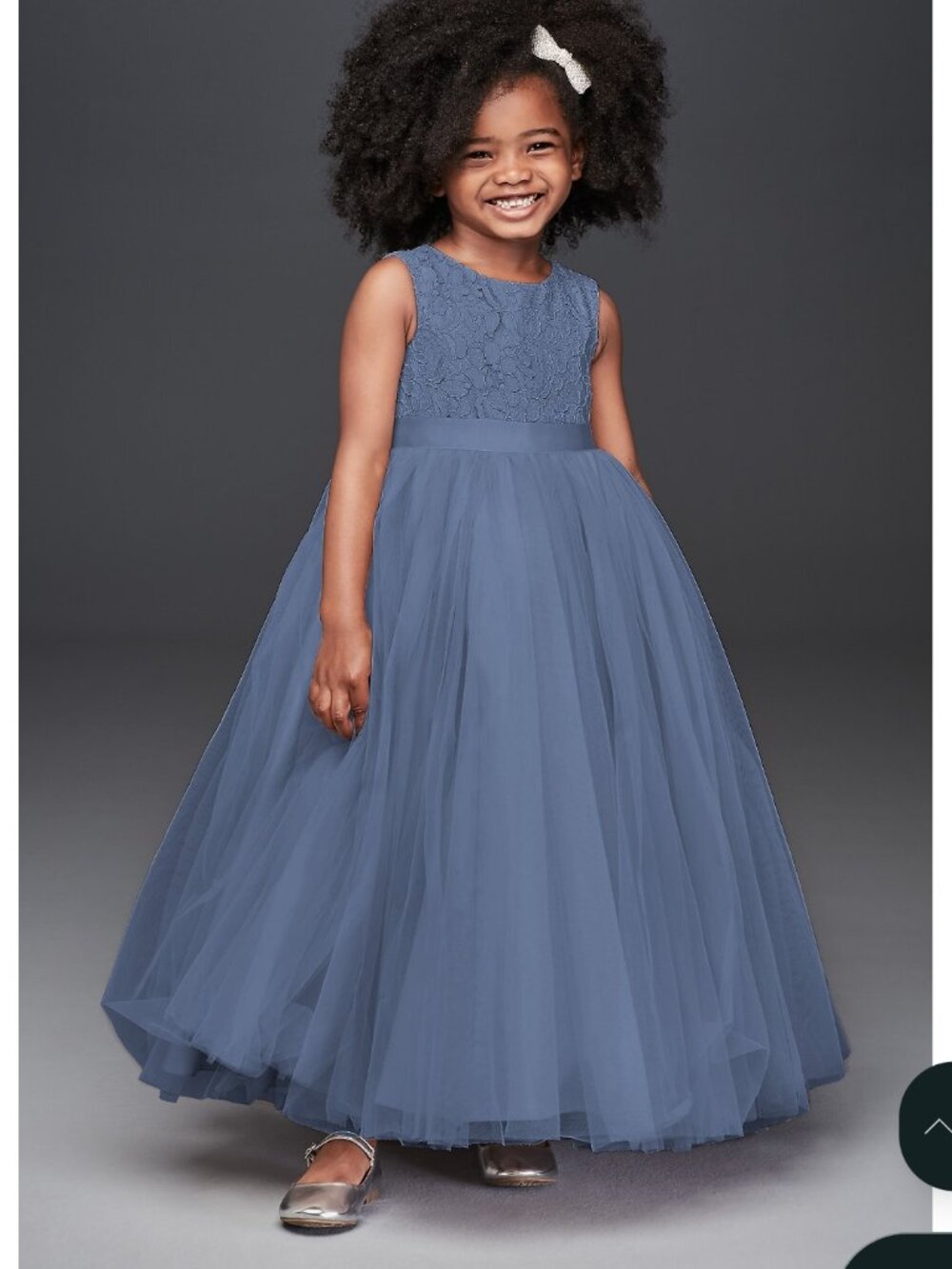 Steel Blue David's Bridal Flower Girl dress